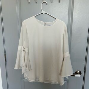 Calvin Klein White Blouse with Flared Sleeves
